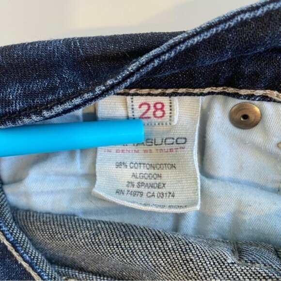 Parasuco denim 8-slik jeans marble blue stretchy denim low rise straight leg 28 - Picture 6 of 10